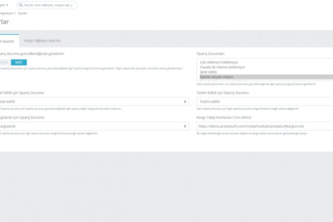 Prestashop Verar Kargo Entegrasyon