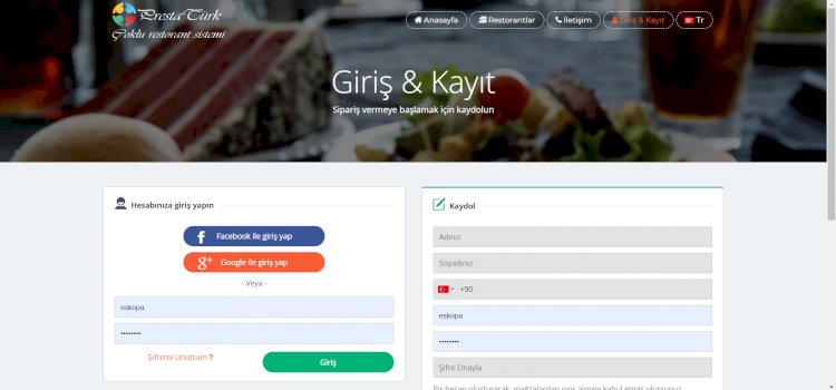 Yemek Sepeti Sistemi  -  Çoklu Restoran Sistemi